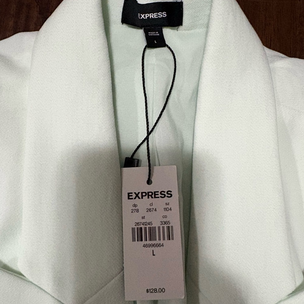 Elegant pale mint 2 pc Women's pant suit combo Jacket/pants from EXPRESS! BNWT!! - Picture 10 of 12